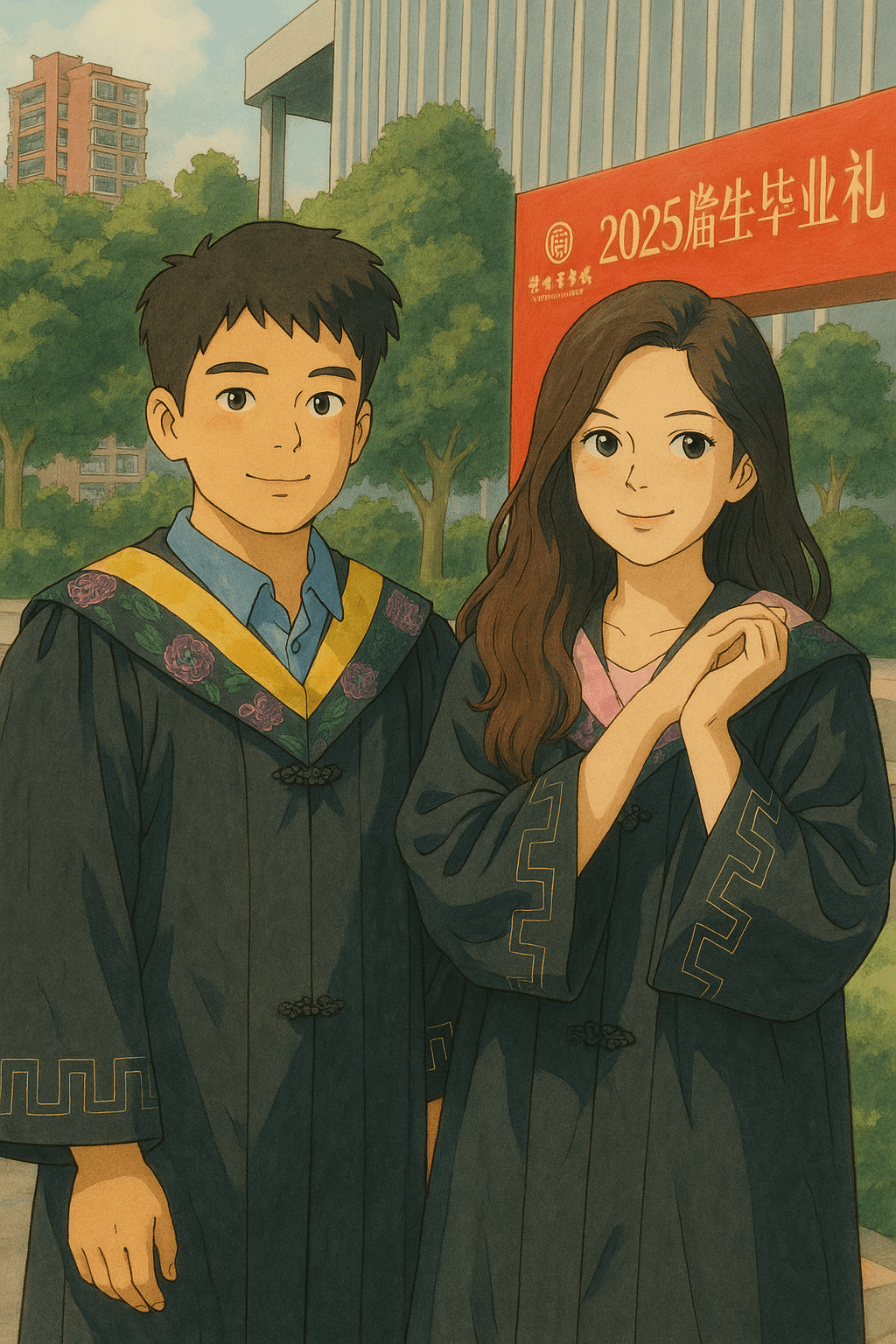 我们的动漫形象 男主的眉毛好像蜡笔小新 女主怎么可以这么美啊啊啊啊